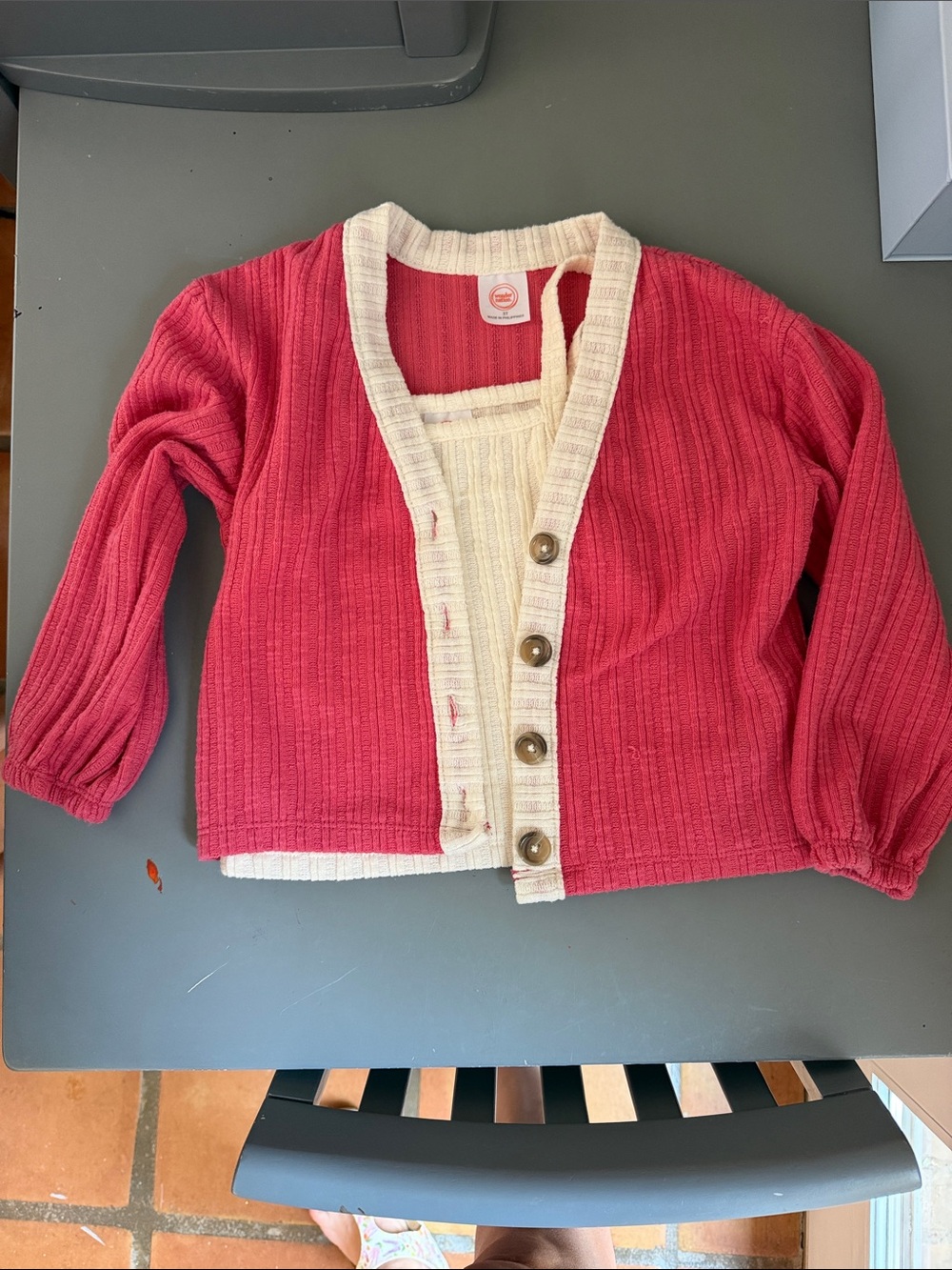 wonder nation Pink Cardigan with Cream Trim